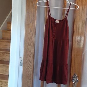 Maroon Button-Front Dress
